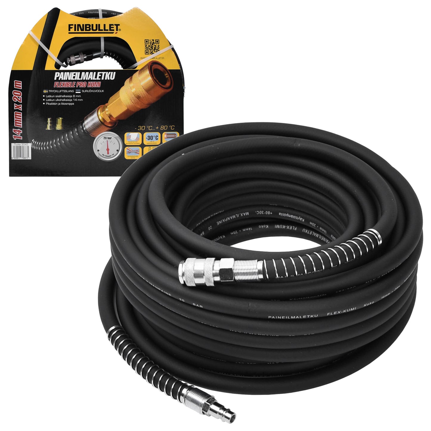 Finbullet Compressed air hose 20m x 8/14mm Rubber hose