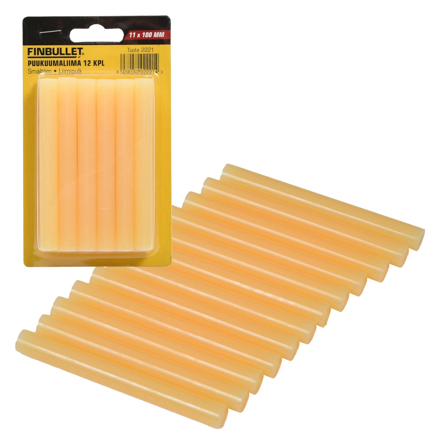 Finbullet Wood hot glue stick yellow. 12 pcs 11 x 100mm
