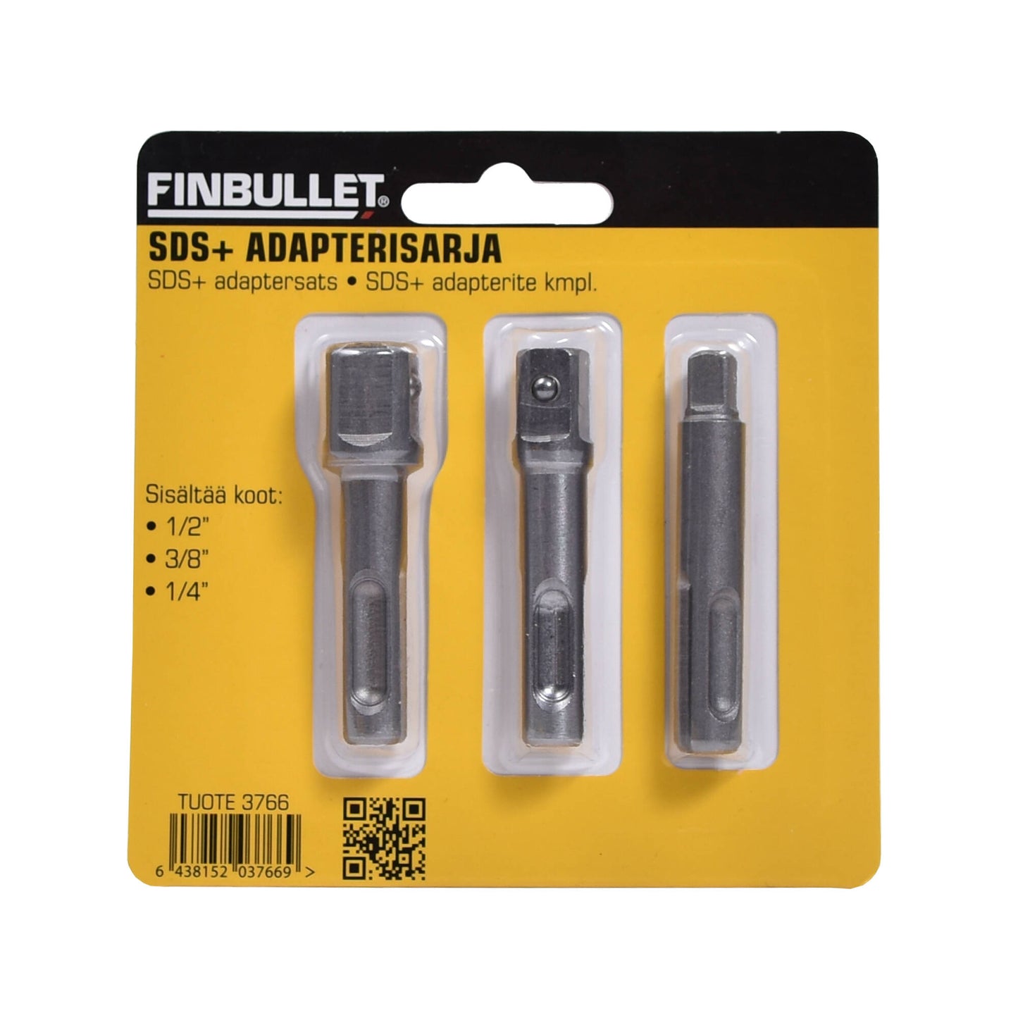 Finbullet SDS+ adapter set 1/4" 3/8" 1/2"