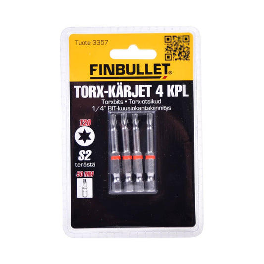 Finbullet Torx bit set 4 pcs 1/4" T20 x 50 mm