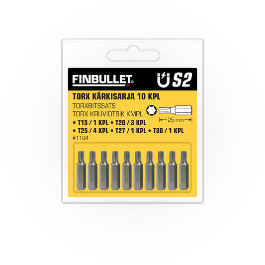 Finbullet Torx bit set T15-T30 10-piece S2
