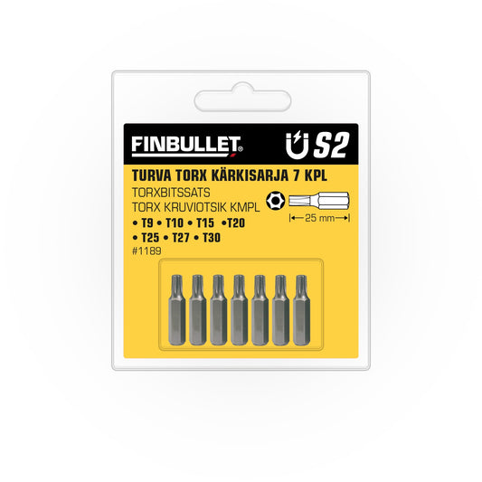 Finbullet Torx tip set T9-T30 7-piece safety torx