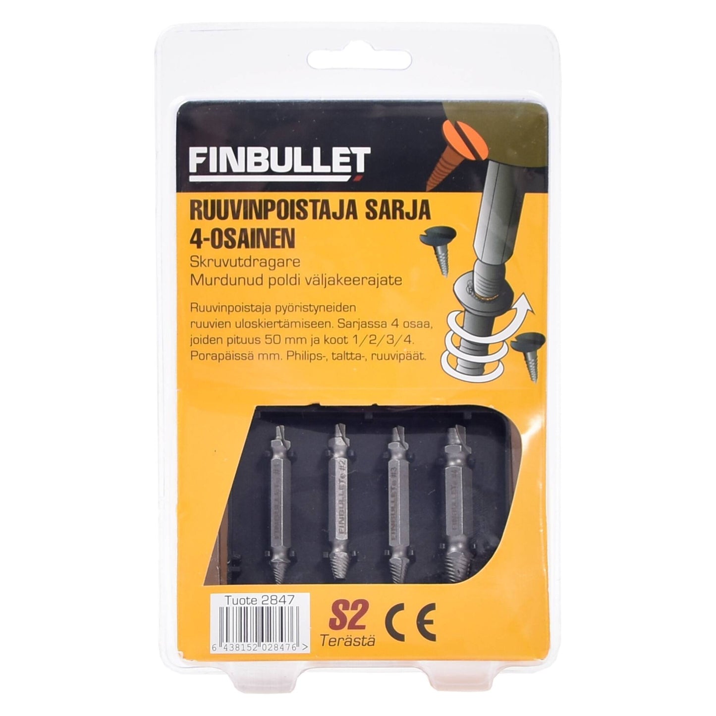 Finbullet Vastakierretapit/ruuvinpoistajat 4-osaa