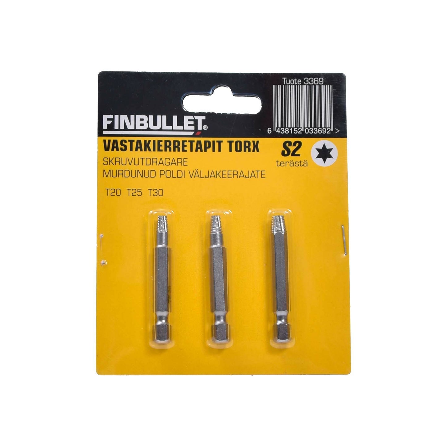 Finbullet Vastakierretapit torx S2 50mm T20, T25, T30