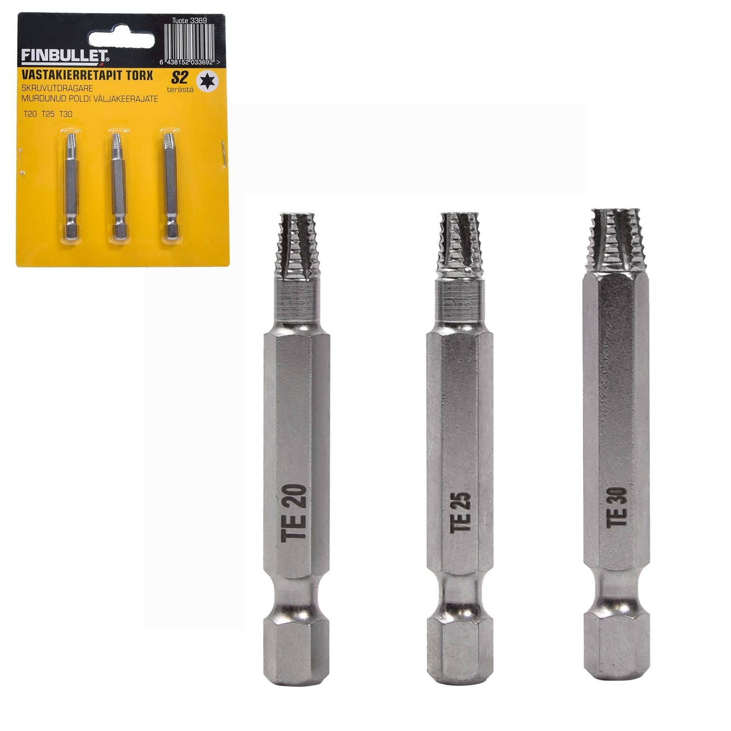 Finbullet Vastakierretapit torx S2 50mm T20, T25, T30