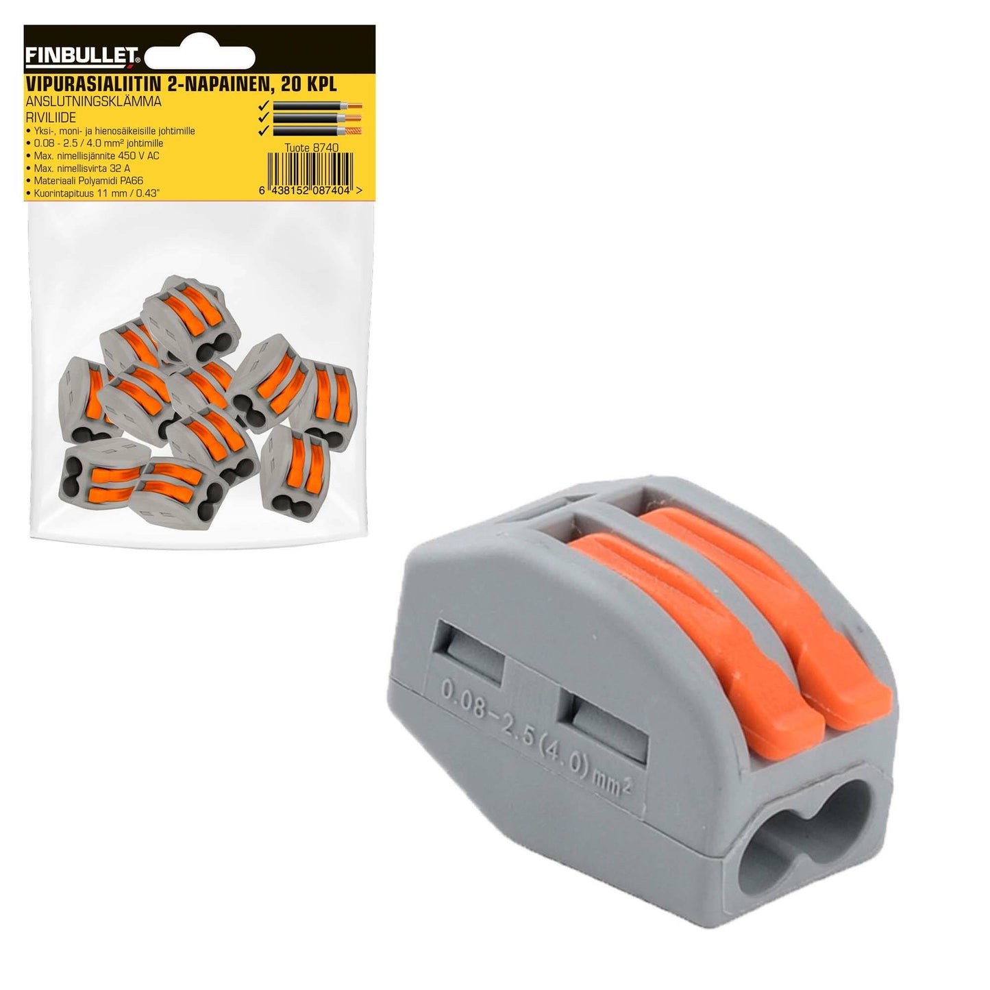 Finbullet Rocker socket connector 2-pole 20 pcs