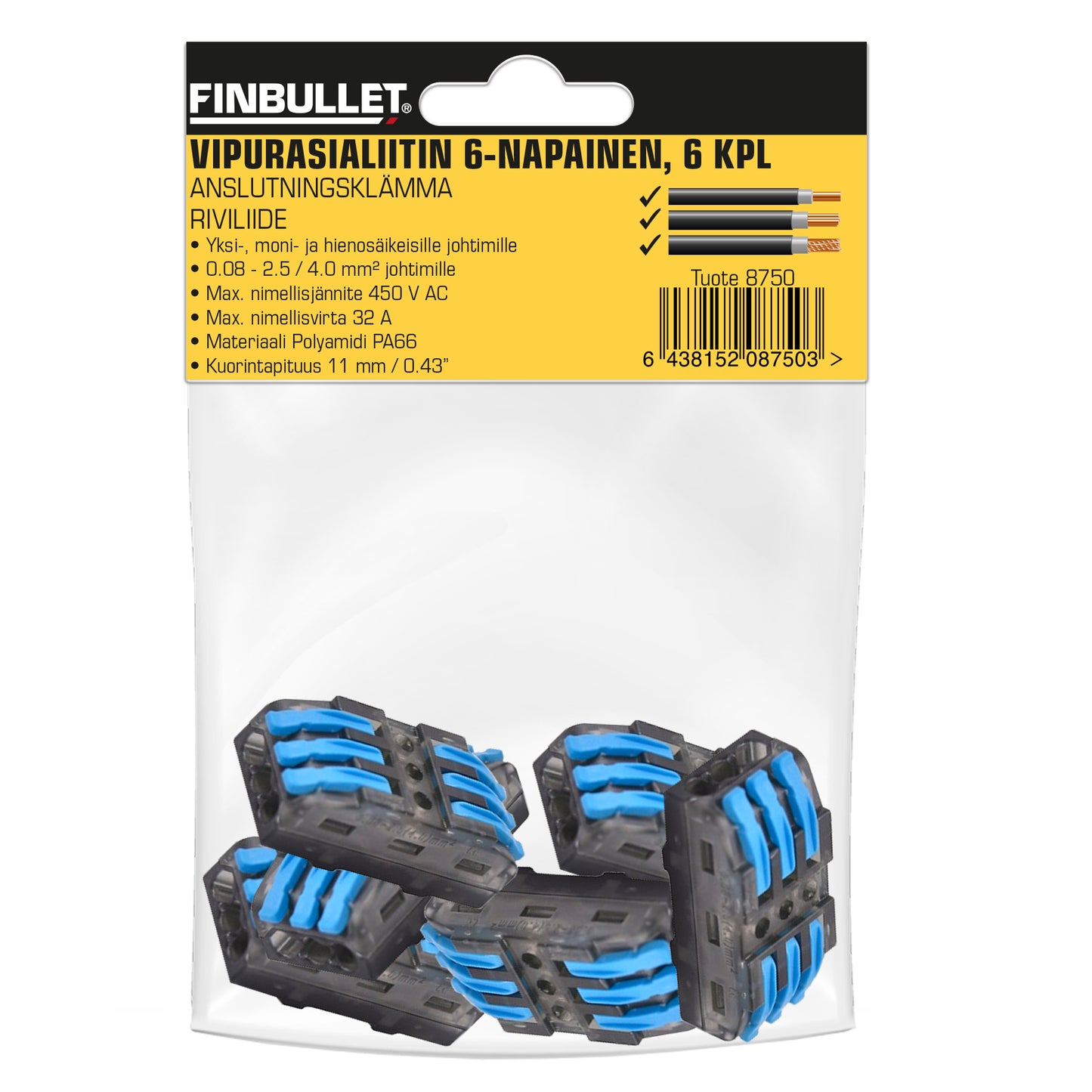 Finbullet Rocker socket connector 6-pin straight 6 pcs