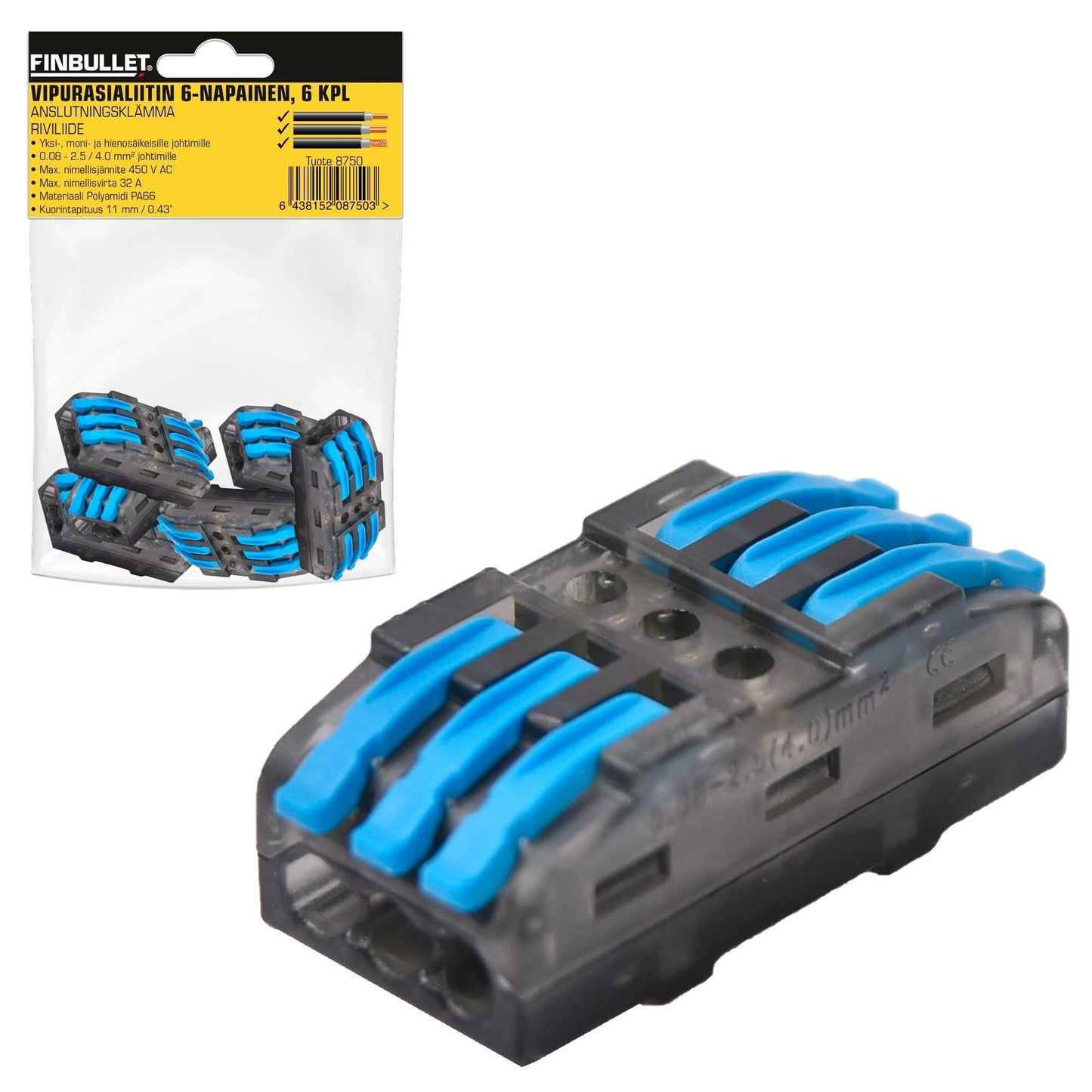 Finbullet Rocker socket connector 6-pin straight 6 pcs