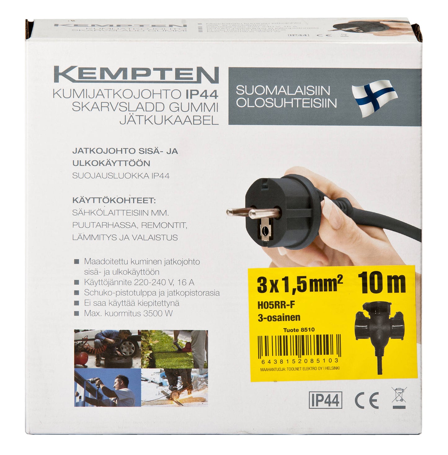 Kempten Extension cord 10 m, 3 x 1.5 mm² 3-part