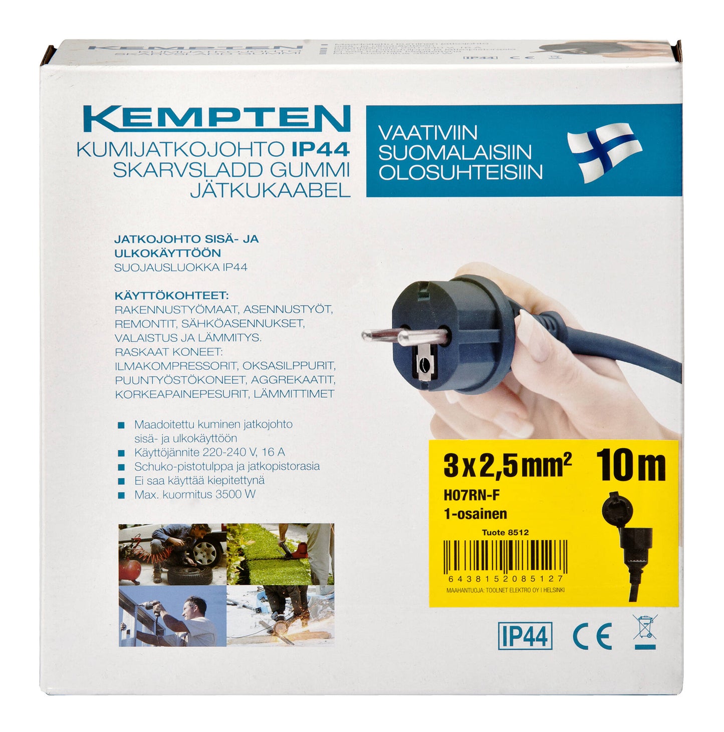 Kempten Extension cord 10 m, 3 x 2.5 mm²