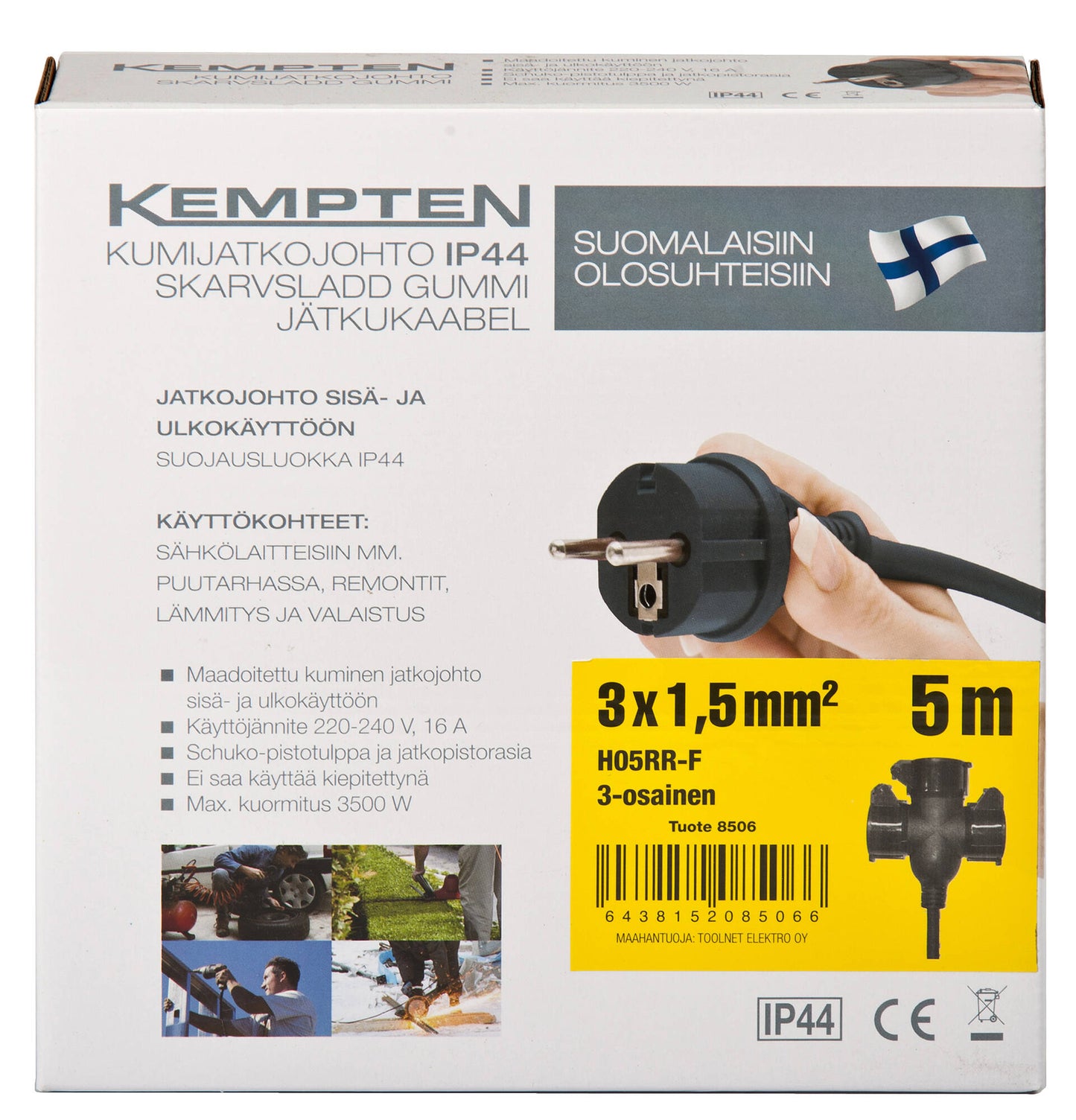 Kempten Extension cord 3 x 1.5 mm² 3-part