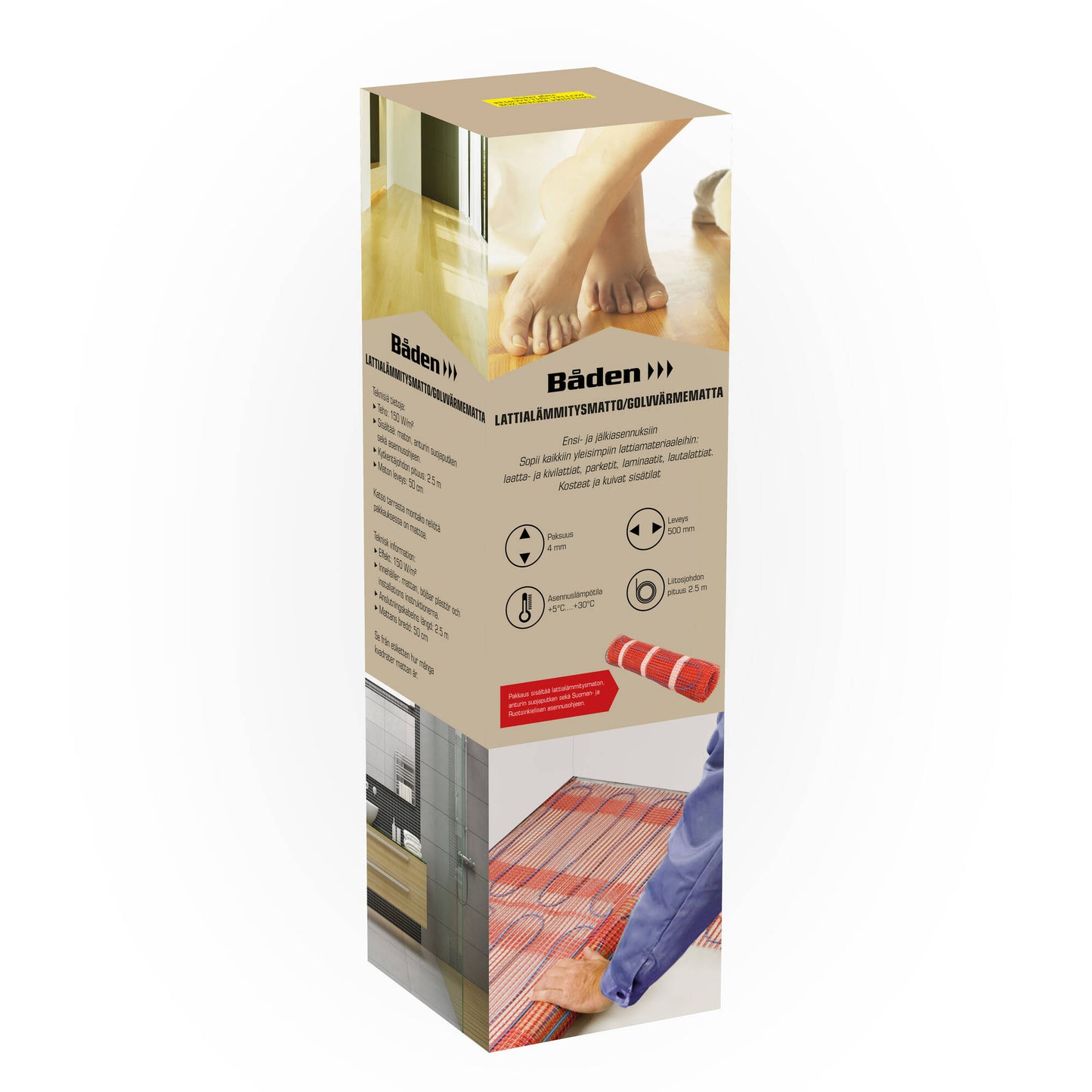 FLOOR HEATING MAT 4 m2 150W/m2
