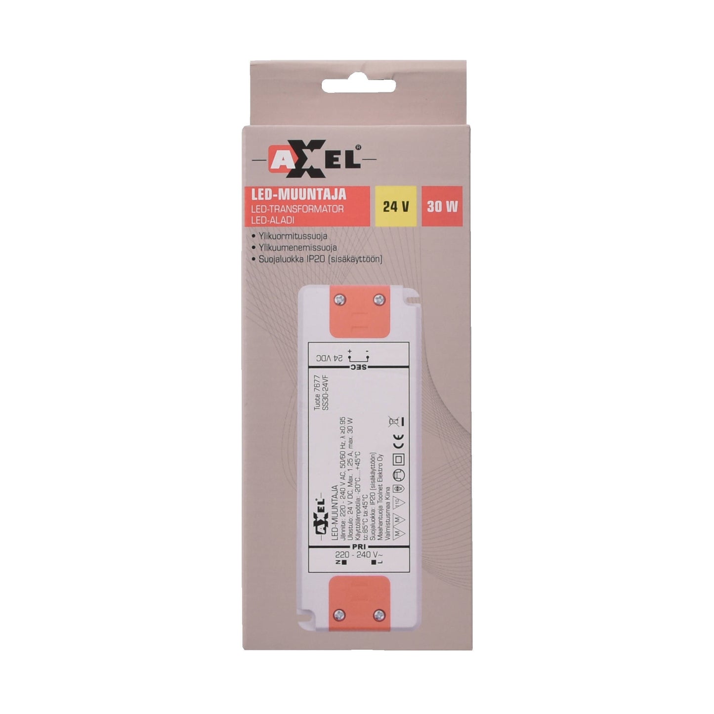 AXXEL LED-muuntaja 24VDC 220-240V 30W