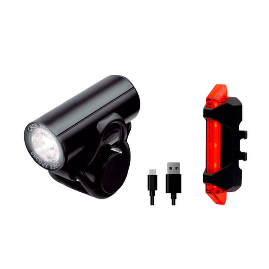Top Speed ​​Bicycle front and rear light set 300/8lm